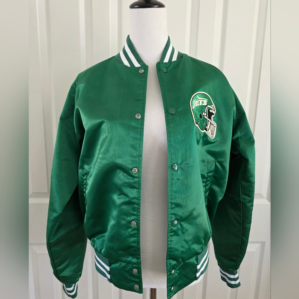 Vintage New York Jets Satin Varsity Jackets Mens L Chalk Line USA NFL
